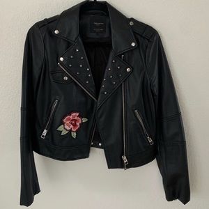 Zara floral leather jacket